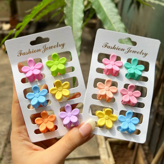 Cute Flower Hair Clips Card