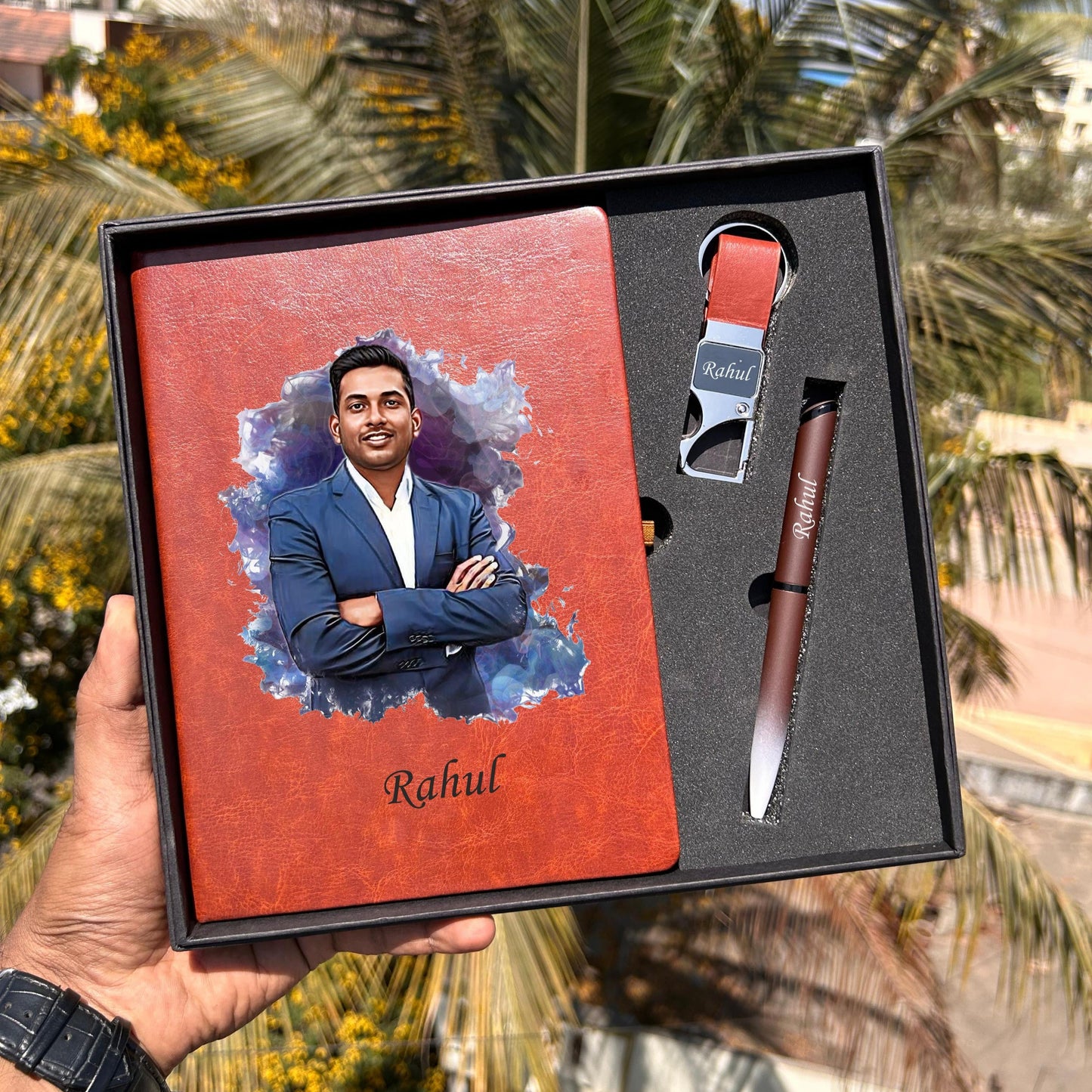 Artistic Combo – Personalized Diary, Pen & Keychain Set