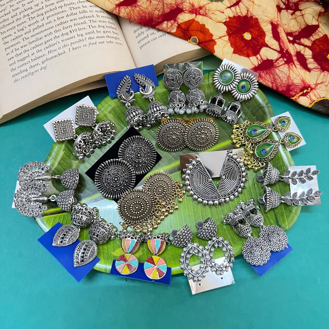 Prettiest Combo Set Of 15 Oxidised Jhumkas