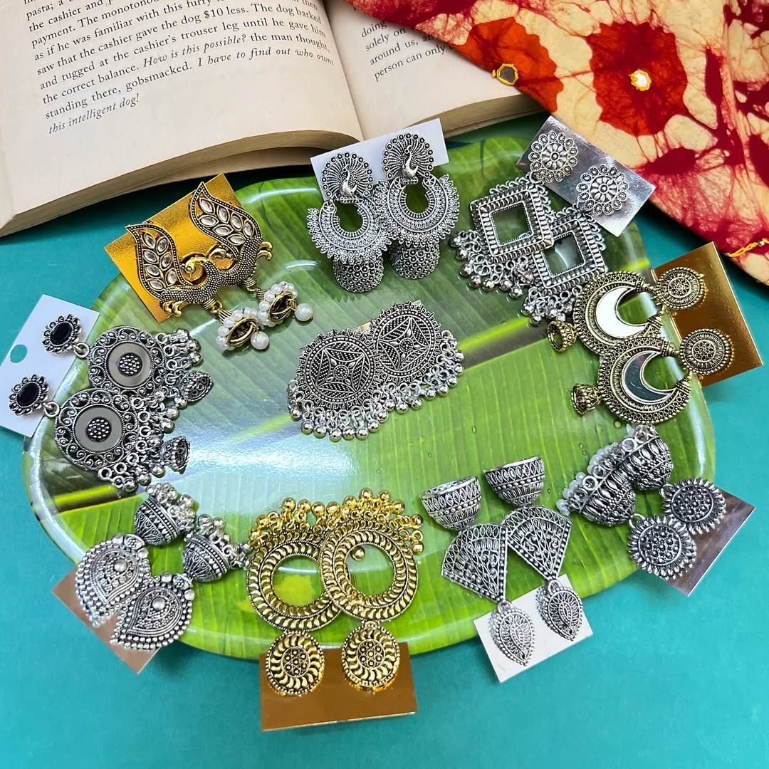 Prettiest Combo Set Of 10 Oxidised Jhumkas