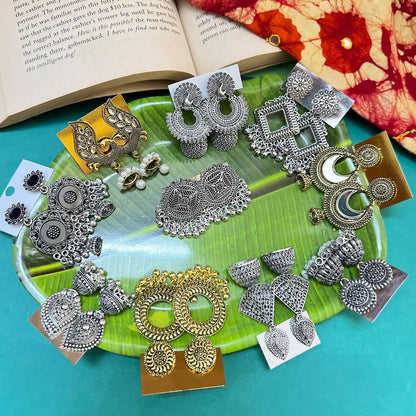 Prettiest Combo Set Of 10 Oxidised Jhumkas