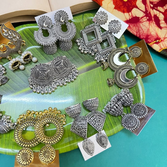 Prettiest Combo Set Of 10 Oxidised Jhumkas