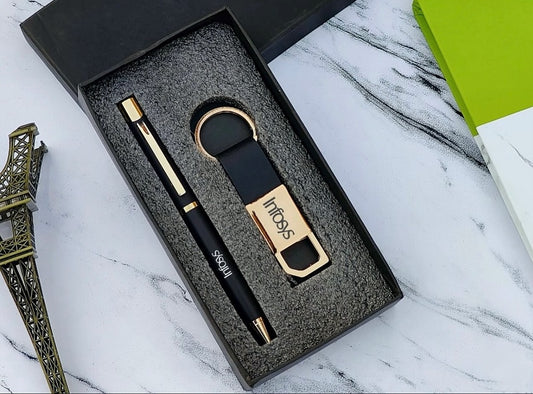 Personalized Premium Hook Keychain & Gold Flake Pen Combo