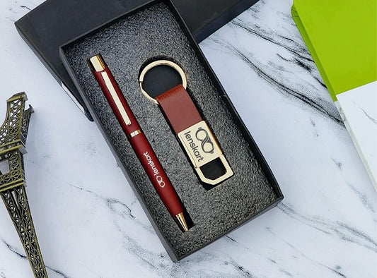 Personalized Premium Hook Keychain & Gold Flake Pen Combo