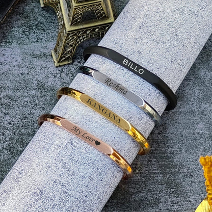 Personalized Diamond Cut Metal Kada