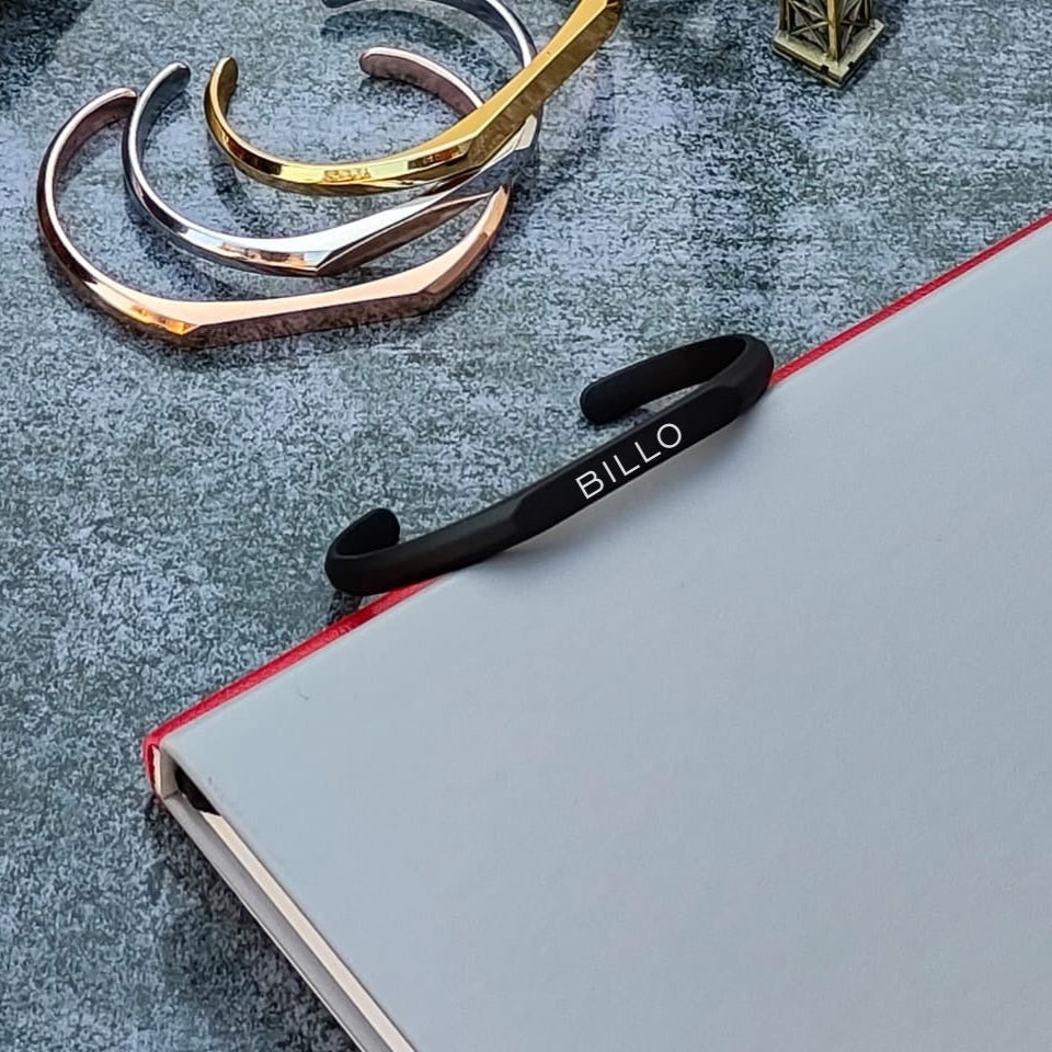 Personalized Diamond Cut Metal Kada