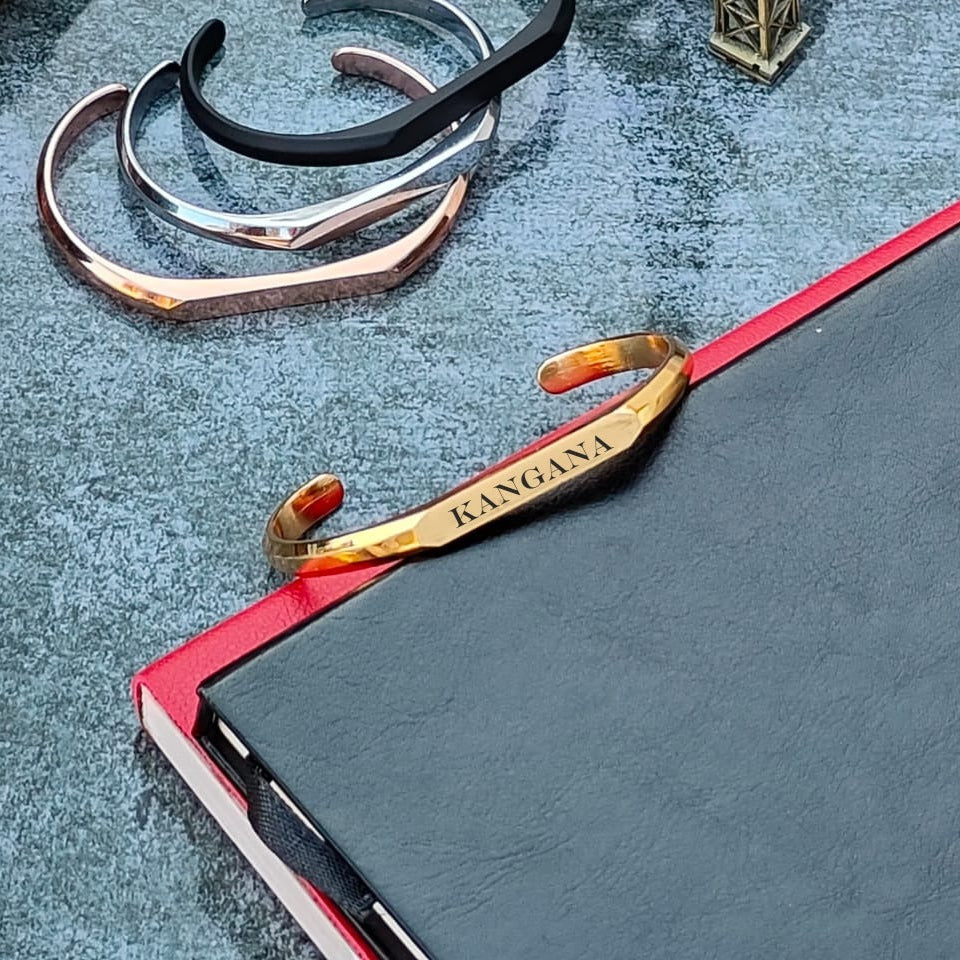 Personalized Diamond Cut Metal Kada