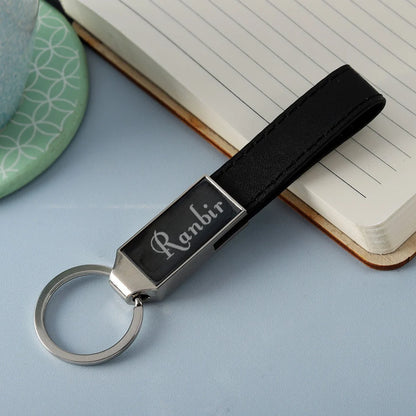 Personalized Metallic Leatherette Keychain