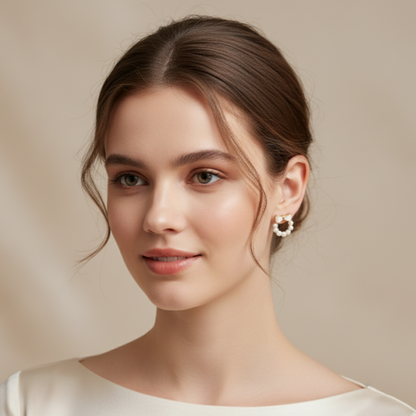 Korean Bow Pearl Earrings