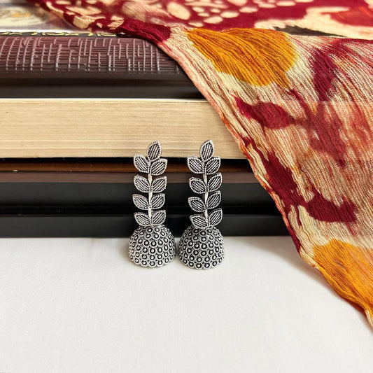 Silver Leaf Design Jhumkas