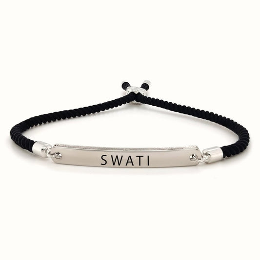 Personalized Unisex Stainless Steel Plate Macramé Bracelet