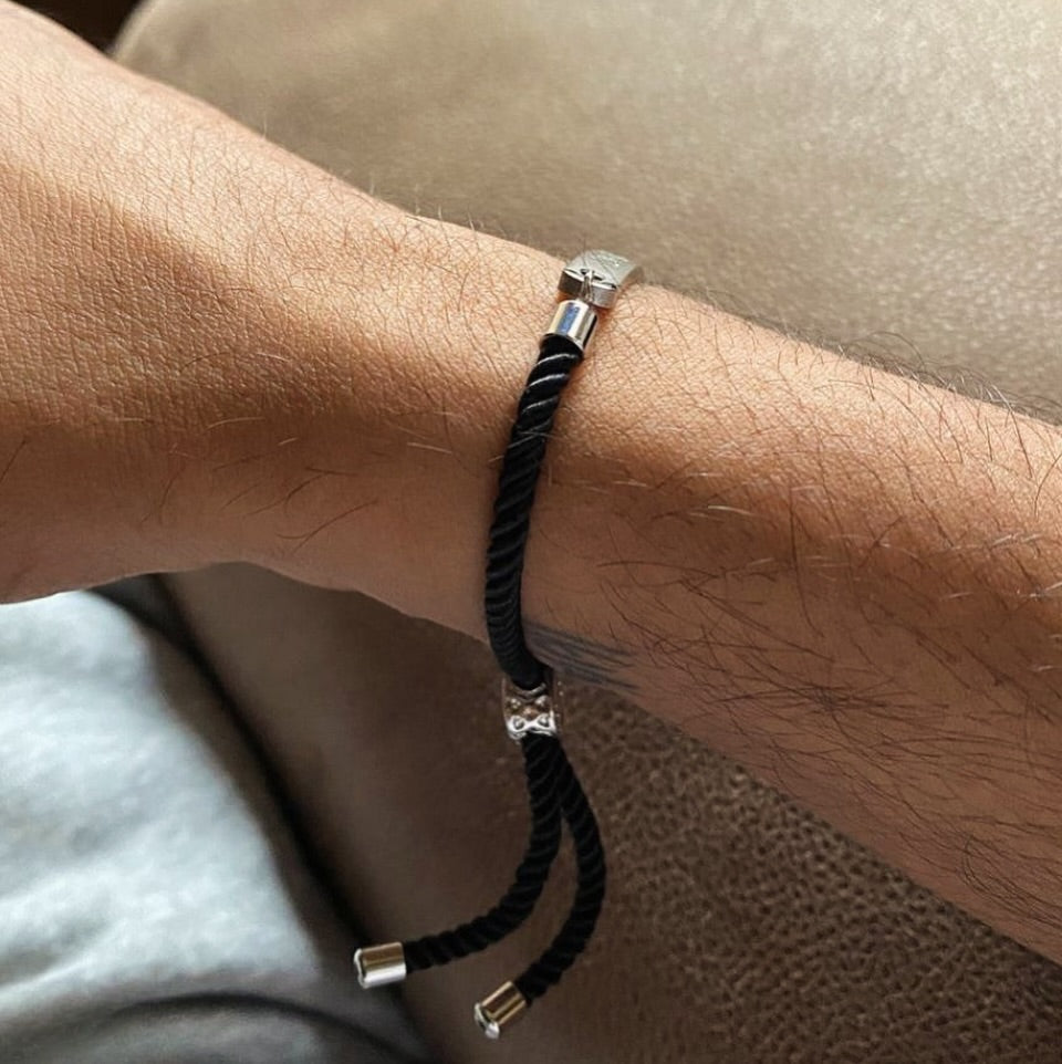 Personalized Unisex Stainless Steel Plate Macramé Bracelet