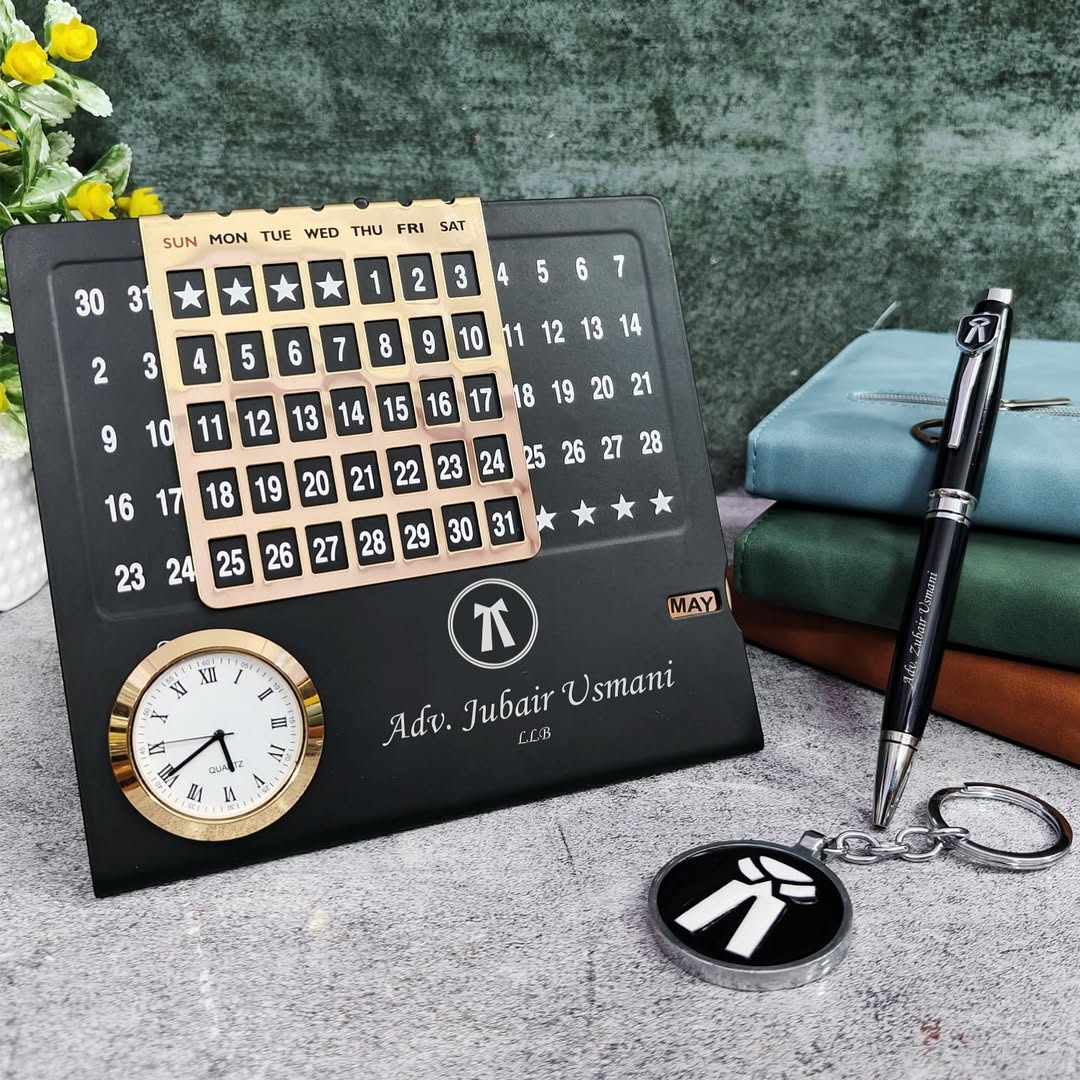 Professional Calendar Table Top, Pen & Keychain Combo