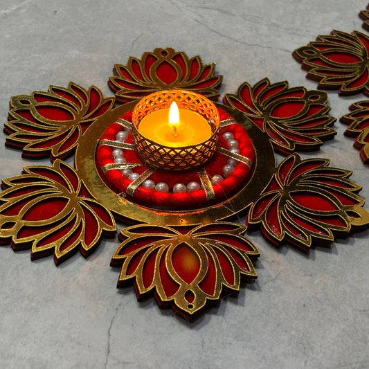 Pink Lotus Tea Light Candle Rangoli