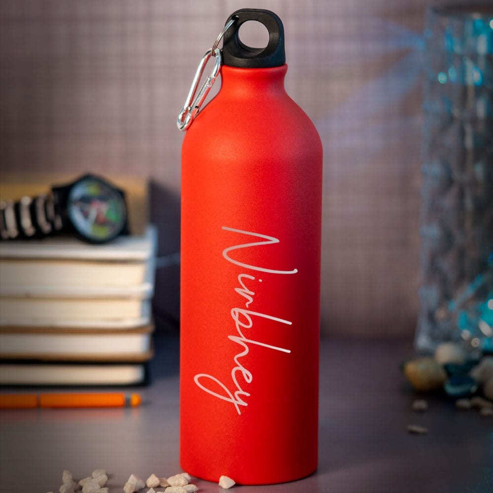 Personalized Red Matte Steel Sipper Bottle – 750ml