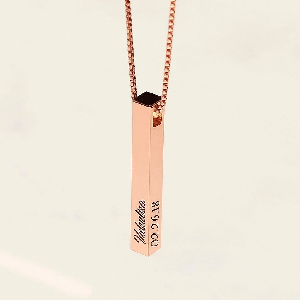 Personalized Stainless Steel Bar Pendant Necklace