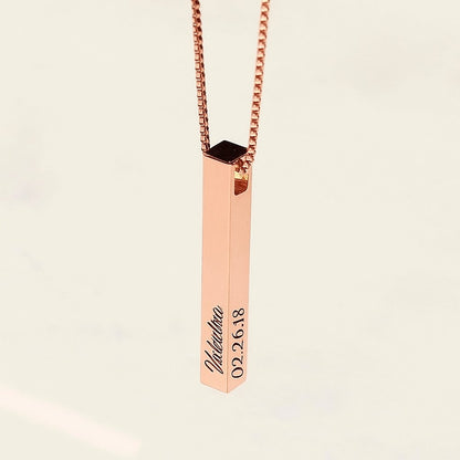 Personalized Stainless Steel Bar Pendant Necklace
