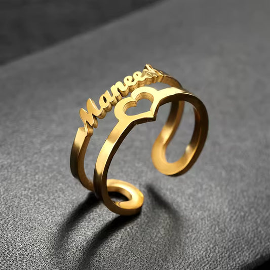 Personalized Double Layer Name Ring