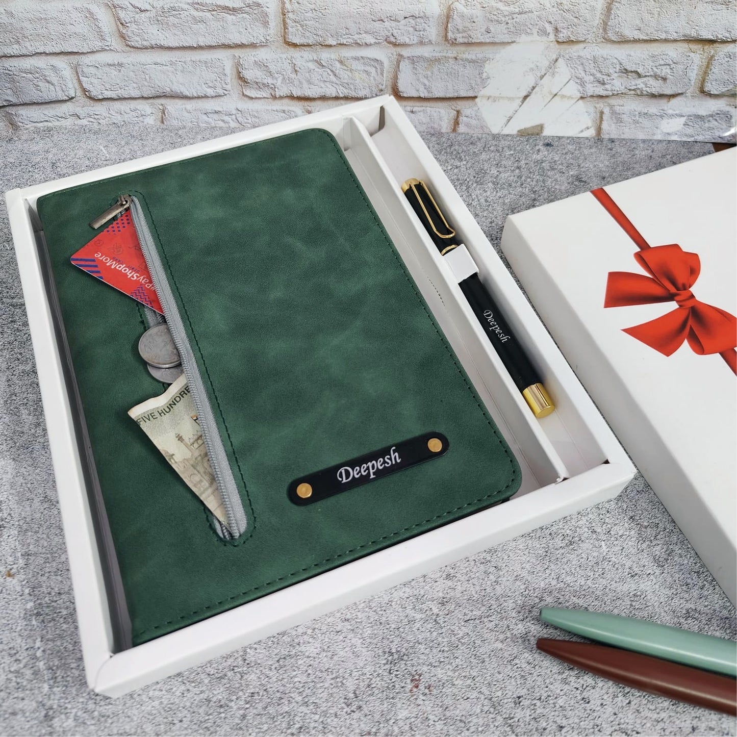 Personalized Premium Zip Diary + Pen Combo