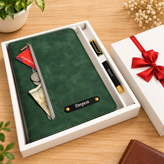 Personalized Premium Zip Diary + Pen Combo