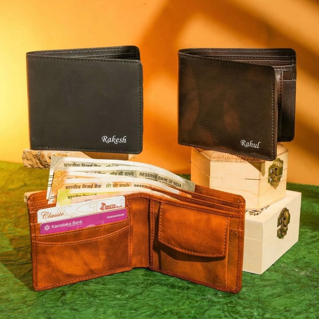 Premium Personalized Leather 3 Cash Slot Wallet – Sleek & Functional