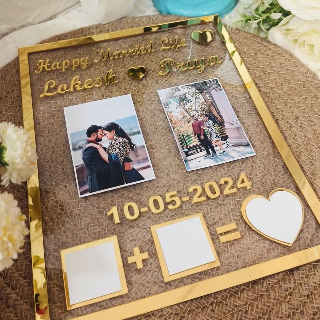 Customised Couple Thumb Print Frame With Text & Name Print