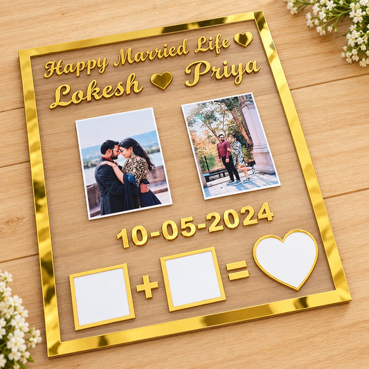 Customised Couple Thumb Print Frame With Text & Name Print