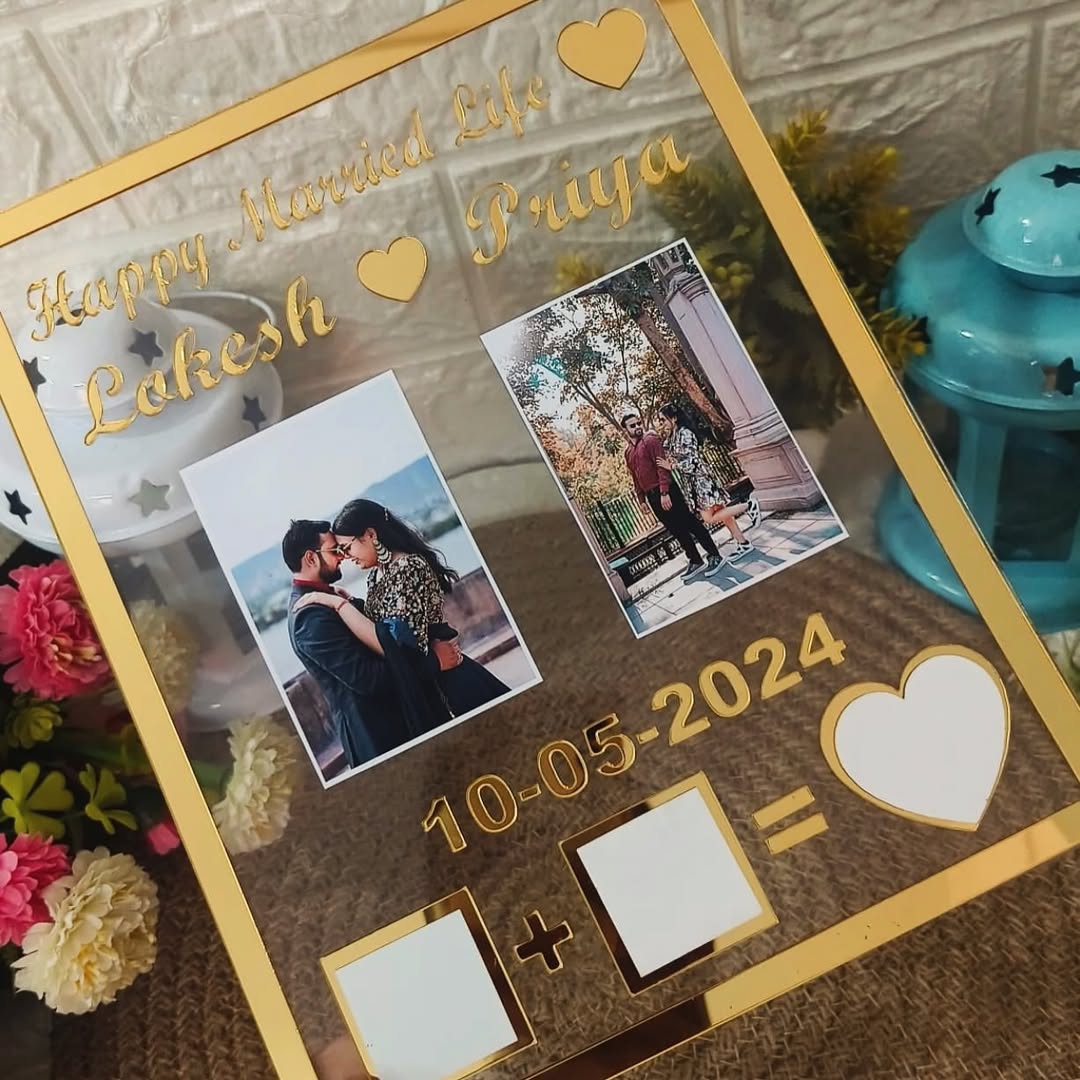 Customised Couple Thumb Print Frame With Text & Name Print