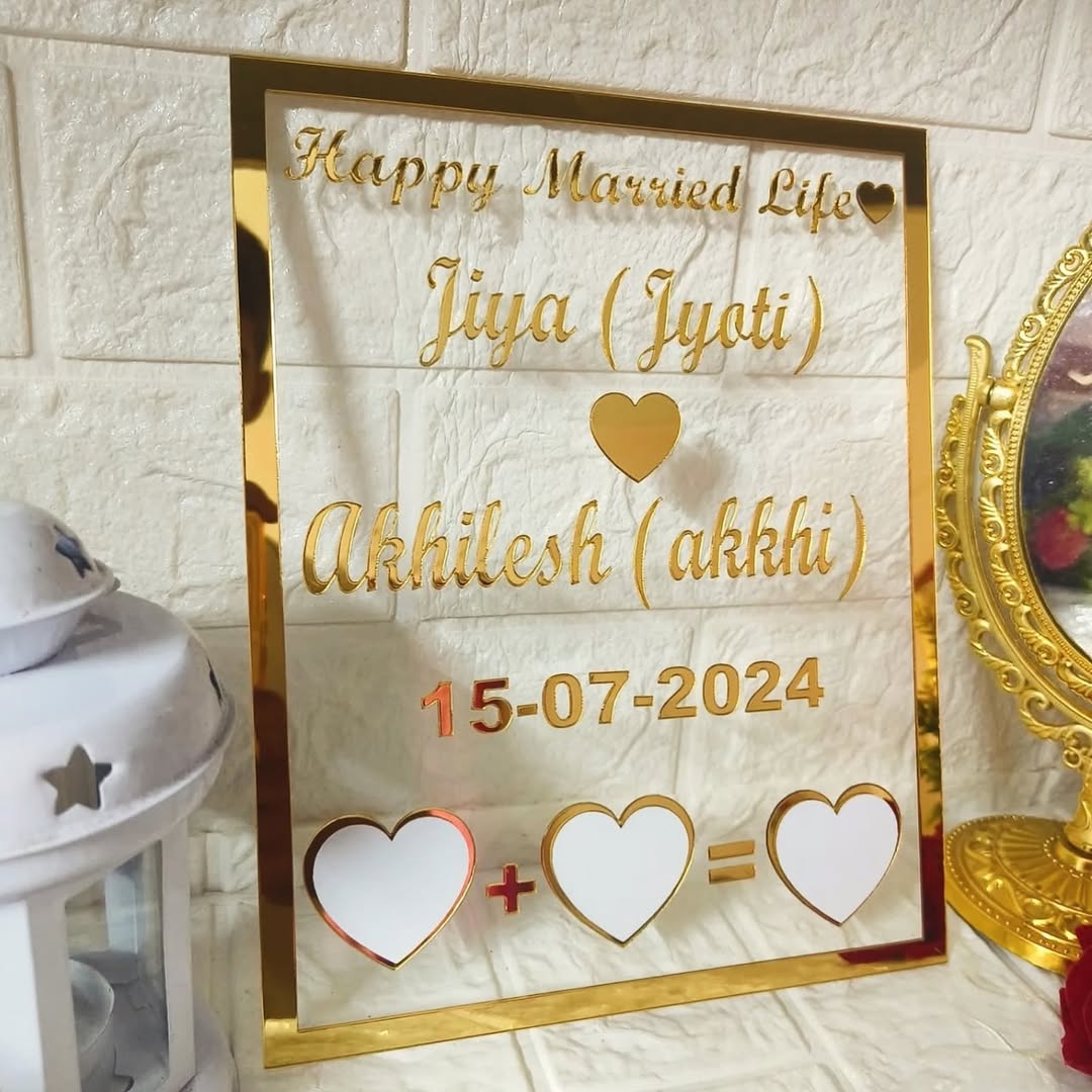 Customised Couple Thumb Print Frame With Text & Name Print