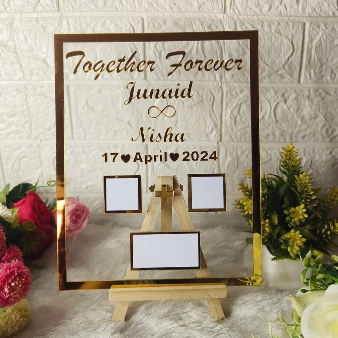 Customised Couple Thumb Print Frame With Text & Name Print