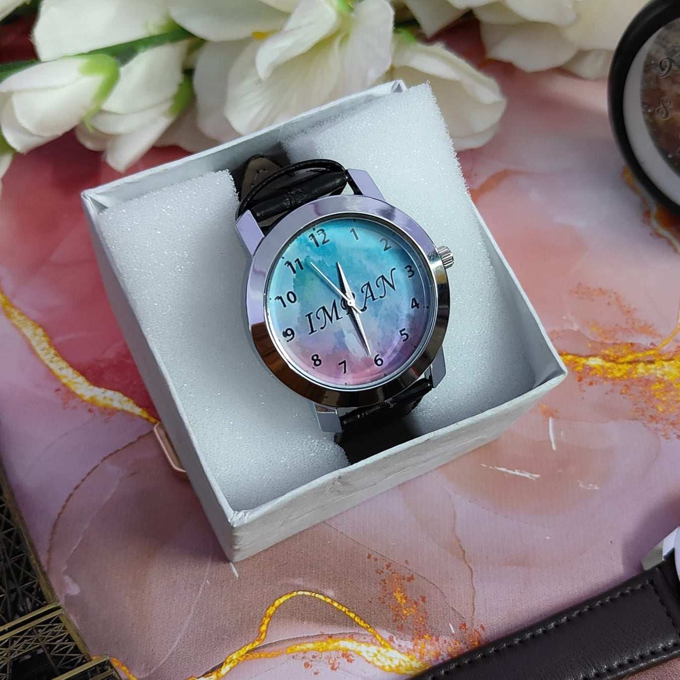 Personalized Leather Wrist Watch For Men