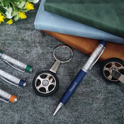 Revolving Wheel Keychain + Pen Combo