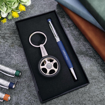 Revolving Wheel Keychain + Pen Combo
